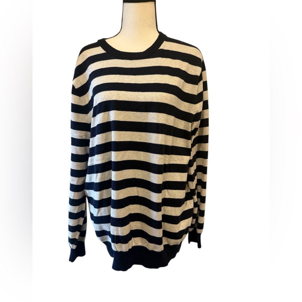 J. Crew | Navy and gray Striped Sweater size large